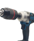 Heavy Duty Keyless Drill Chuck With Metal Tool Holder That Snaps Bits In Fast on a drill, featuring secure grip and quick change design.