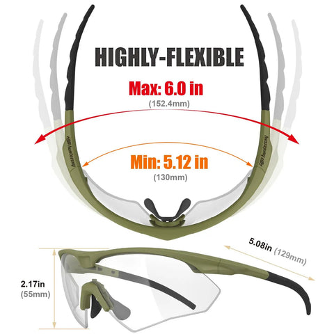 Highly-flexible Anti Fog Tactical Shooting Glasses With Ballistic Eye Protection For Hunting, Airsoft, ANSI Z87.1 Plus Safety
