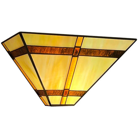 Tiffany Style 12 Inch Wide Wall Sconce Lamp with Stained Glass Mission Shade handcrafted glass lighting for living room
