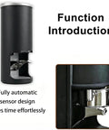Top Shelf 58mm Electric Coffee Tamper With Knockout Durability And Quick Pressure Adjustment For No Sweat Espresso Extraction That Pops Out Professional Shots Straight To Your Home Setup, showing black automatic tamper design.