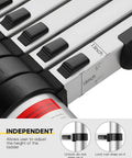 12.5 Foot Aluminum Telescoping Ladder With Two Replacement Non Slip Rubber Covers Portable Multi Purpose Extension Ladder For Indoor Outdoor DIY Projects Easy Auto Lock Stages 330 Pound Load Capacity showing adjustable height mechanism and lock instructions.