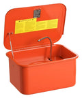 Portable 5 Gallon Steel Parts Washer With Electric Pump, 3.5 Gallon Auto Parts Cleaning Station with gooseneck sprayer open lid