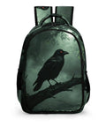 Dope Red Eye Crow Mist Woods Printed Backpack featuring crow design on large capacity daypack, durable polyester, smooth zipper