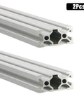 Two Pack Of Legit Tough 20X40mm Black Aluminum T Slot Extrusion Profile Rails For Custom Cnc Routers And 3D Printer Frames viewed from side with hexagonal holes