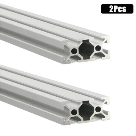 Two Pack Of Legit Tough 20X40mm Black Aluminum T Slot Extrusion Profile Rails For Custom Cnc Routers And 3D Printer Frames viewed from side with hexagonal holes
