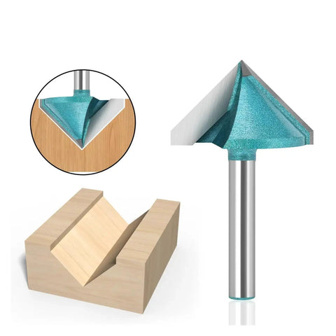 Heavy Duty 6 Mm Shank V Groove Router Bit With Sharp 90 Degree Cutting Angle For Precision Wood Engraving Cuts And 3D Milling Projects That Look Totally Awesome on wood