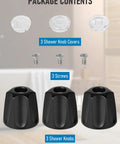 Replacement Shower Knob Kit For Verve Tub And Shower Faucets Matte Black with three knob covers, screws, and knobs.