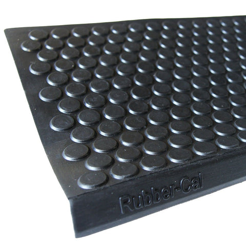 Close-up of Coin Grip Grippy Non Slip Rubber Tread Stair Mats 6 Pack Black with raised coin pattern for slip resistance
