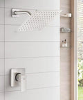 Bathroom with Brushed Nickel Rain Shower Head Kit With Wall Mounted Trim, Single Handle Valve, rough-in, 304 Stainless Steel
