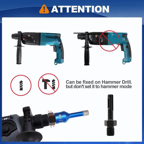Heavy Duty Diamond Core Drill Bit Set That Runs Cool And Cuts Clean Through Porcelain Tile Ceramic Marble Granite Brick And Concrete Without Any Drama Or Waiting Around with instructions for hammer drill use.