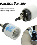 Rotary Lamp Switch Replacement With Socket Holder For E26 E27 Porcelain Light Socket And Switch 660W 250V UL Listed Safe Fit For Quick Plug and Play, angled view