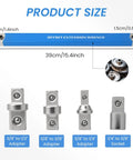 Offset Extension Wrench Set With Zero Degree Ratchet Extension For Tight Spaces, Impact Ready, size and adapters shown