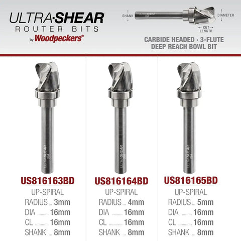 Heavy Duty Deep Reach Bowl Router Bits Set Kickin Clean Cuts With Solid Carbide Heads And Rigid 8mm Shanks for precision woodworking.
