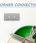 Rust Resistant Stainless Steel Corner Brace Brackets For Wood Furniture And Machinery Repair displayed next to paint lid.