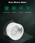 Heavy Duty Front HVAC Heater AC Blower Motor With Fan Cage For Kia Soul 2014 2019, showing white fan blades and black casing.