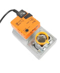 Smd24a Heavy Duty Hvac Damper Actuator With Ball Valve Interface For Quick Swap Building Install, orange actuator on base.