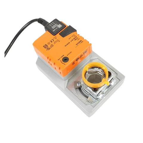 Smd24a Heavy Duty Hvac Damper Actuator With Ball Valve Interface For Quick Swap Building Install, orange actuator on base.