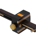 Heavy Duty Top Shelf 8 Inch Adjustable Marking Gauge Featuring Slick Triple Needle Scribe For Tight Layouts And Gotta Have Woodworking Carpentry Projects Now, showing ebony brass frame and steel pins.