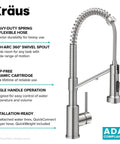 Heavy Duty Stainless Steel Pull Down Kitchen Faucet With Built In Water Filter, 360 swivel spout, drip-free ceramic cartridge, single handle design.