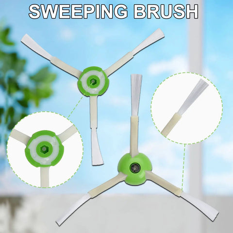 Replacement Parts Kit For Vacuum Cleaners With Efficient Filters Edge Cleaning Brushes And Multi Rubber Brushes Includes Screws Screwdriver And Cleaning Brush For I3 I3 Plus I4 I4 Plus I6 I6 Plus I7 I7 Plus I8 I8 Plus E5 E6 E7 And J Series showing set of green sweeping edge brushes