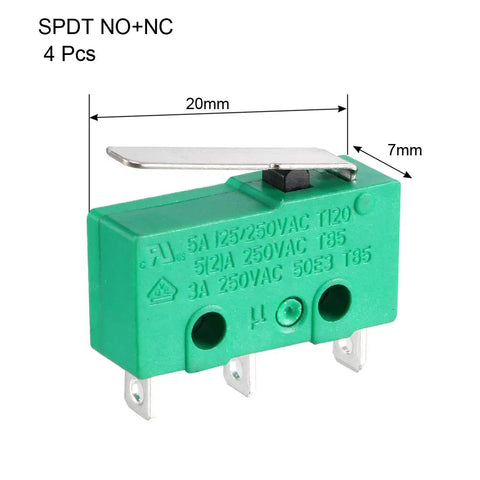 4 Pack KW4-3Z-3 Micro Limit Switch SPDT NO NC With 3 Terminals Momentary Short Straight Lever Green