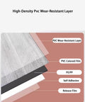 Close-up of Premium Peel And Stick Wallpaper For Ceiling And Walls Wood Panel Texture showing PVC layers and self-adhesive backing.