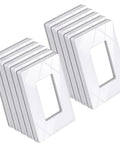 10 Pack Screwless Decorator Wall Plates For Receptacle And Switch, Gloss Snow White 1 Gang Faceplates shown in a stack