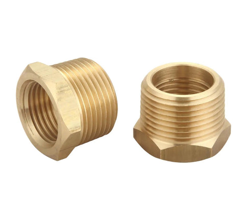 One Half Inch NPT Male To Three Eighth Inch NPT Female Beefy Brass Hex Bushing Reducer Adapter Pipe Fitting Kit, brass fittings