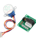 4-Phase 28BYJ-48 DC 5V stepper motor with ULN2003 driver board; multicolor wires and white 4-pin connector