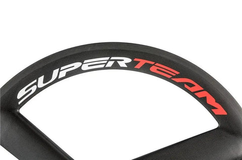 Close-up of matte 3K finish on a 56Mm Carbon Road Bike Tri Spoke Wheelset For Zippy Road Rides 700C Clincher Rim 23mm Wide EN Tested.
