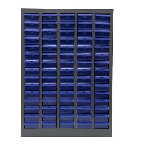 Front view of Heavy Duty Parts Cabinet With 75 Drawers Tool Storage Organizer For Bolts And Nuts, Hardware Bins With Dividers.