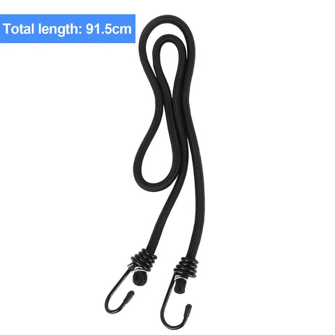 20 Piece 36 Inch Bungee Cords With Hooks Adjustable Elastic Tie Downs For Transporting And Securing Small Loads Heavy Duty 8mm Thick Natural Latex Core For Packing And Lashing, shown in total length measurement 91.5cm.