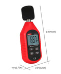UT353 Decibel Meter Portable Digital Sound Level Meter 30 To 130 dB With Max Min Fast Slow Data Hold LCD Backlit Auto Power Off Lightweight Ergonomic Design For On The Go, 15cm red handheld device