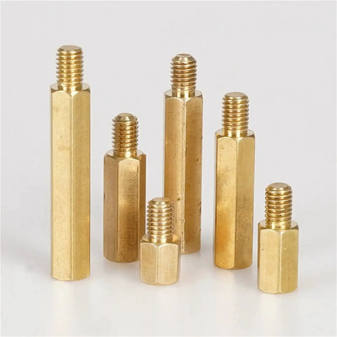 35 Piece Hex Brass Standoff Spacer Kit With Dual Threaded Ends For PCBs And Electronics Chassis Mounting Gear Up Your DIY Projects With Brass Standoffs And Spacers For Quick Easy Reliable Builds, brass hex spacers shown