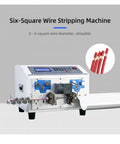 Heavy Duty Automatic Electric Wire Stripper And Cutter Machine Strips Cuts Together Handles Sheathed Cables Point One To Six Millimeter Gauge, featuring multiple function controls.