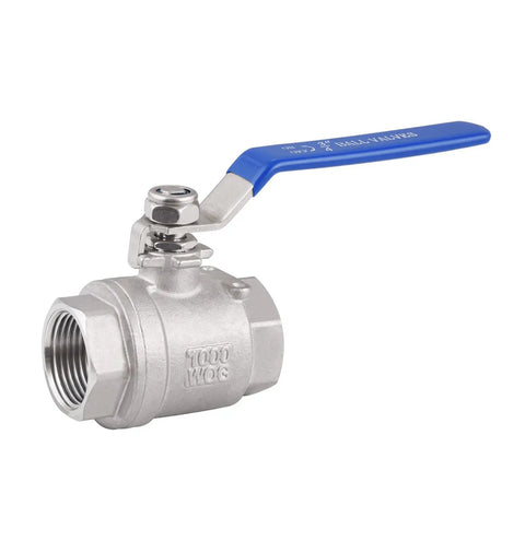 Three Quarter Inch Female NPT Ball Valve 304 Stainless Steel Full Port Heavy Duty Shut Off For Water Oil And Gas Blue Long Handle