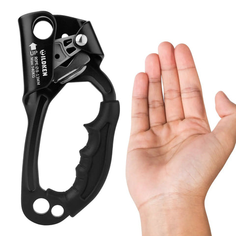 Go-To Climbing Hand Ascender For 8-13mm Rope shown with hand for size reference