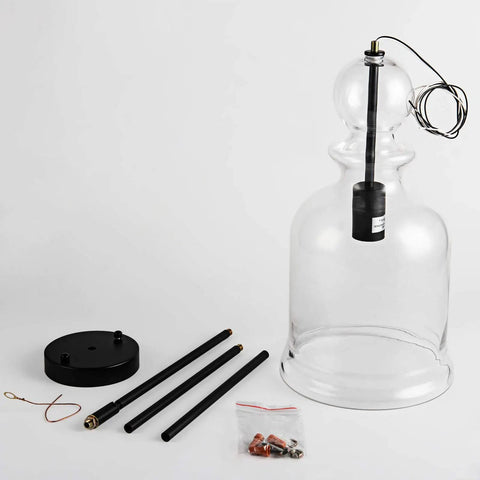 Bottle Glass Pendant Light With Dope Industrial Vintage Vibe Large Black Farmhouse Ceiling Fixture components displayed