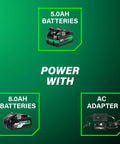 5.0Ah and 8.0Ah batteries with AC adapter for 36V Cordless Brushless Orbital Jig Saw With 4 Stage Orbital Action And Variable Speed Control.