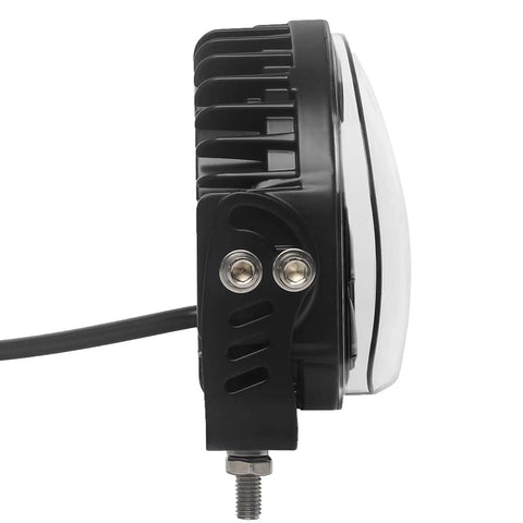 Side view of Two Pack Forklift Safety Light Arc LED Warning Light for Warehouse Pedestrian Alert, mounted securely with visible bracket.