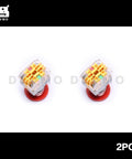Top view of two Red Mushroom Emergency Stop Push Button Switch 22mm CNC DPST Latching E Stop with 1NO and 1NC contacts.