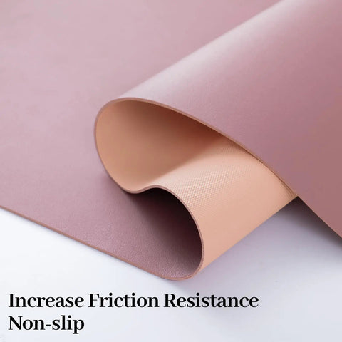 Close-up of 3 In 1 Large Keyboard And Mouse Pad Set With Ergonomic Wrist Rests, Waterproof Non Slip Base Desk Mat For Computer, Purple Pink Color
