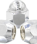 Close-up of OEM Style Lug Nuts 20 Pcs M12x1.25 12x1.25 Thread Chrome Finish 1.2 Inch Long 3/4 Inch 19mm Hex Conical Seat