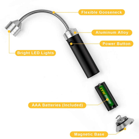 Barbecue Grill Light With Magnetic Base Ultra Bright 9 LED Gooseneck 360 Degree Flex Batteries Included Pack Of 2 Essential