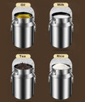 Heavy Duty 304 Stainless Steel Milk Can And Beverage Dispenser Built Tough With Airtight Seal For Bulk Grains Coffee And Liquids That Keeps The Goods Fresh No Stress Guaranteed with milk, oil, tea, and rice.