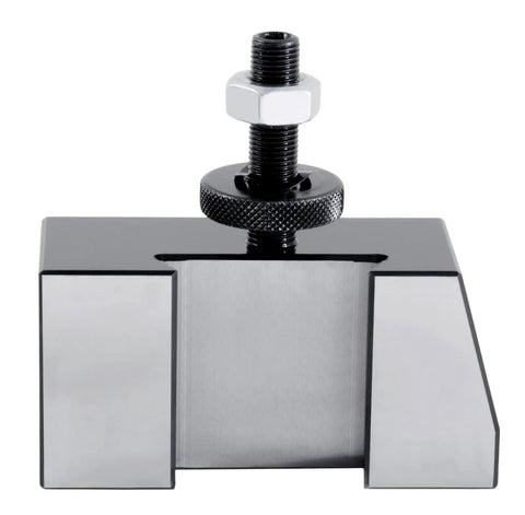 Universal Parting Blade Holder For BXA Tool Post, Fits 11/16 Inch Parting Blades, front view with precision bolt