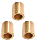 Three brass bushings from the Stainless Steel Base Bushings Set 3mm To 12mm Inner Diameter Bearing Sleeves For Slide Block 4mm To 20mm Length 10 Pieces Pro Grade DIY Friendly Corrosion Resistant.