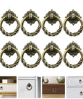 Antique Bronze Cabinet Pull Handles 8 Pack Decorative Mini Knobs for Kitchen Wardrobe and Furniture Drawers With Single Hole Design EZ Install DIY Friendly Vintage Style Hardware