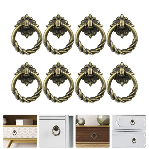 Antique Bronze Cabinet Pull Handles 8 Pack Decorative Mini Knobs for Kitchen Wardrobe and Furniture Drawers With Single Hole Design EZ Install DIY Friendly Vintage Style Hardware