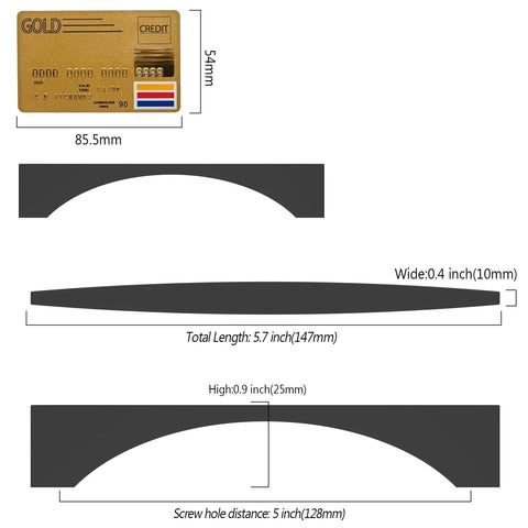 Dimensions of Matte Black Cabinet Pulls 5 Inch Center To Center 128MM 10 Pack Durable Kitchen Cupboard Handles